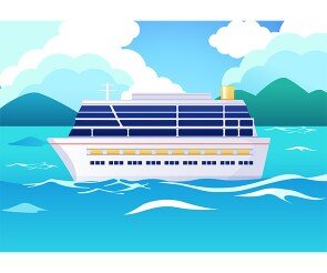 여객선과 바다 배경