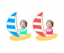 윈드서핑하는 아이 합성이미지