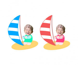 윈드서핑하는 아이 합성이미지