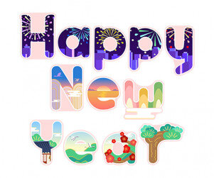 Happy New Year 레터링