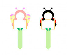 합성 화분 픽 (나비, 무당벌레)