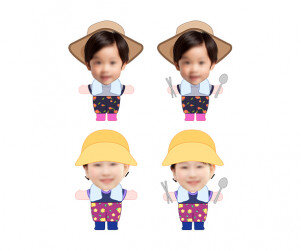 새참 먹는 농부 합성이미지