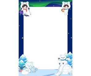 이글루 북극곰 겨울 테두리