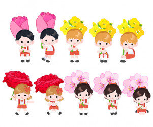 꽃 들고 있는 아이