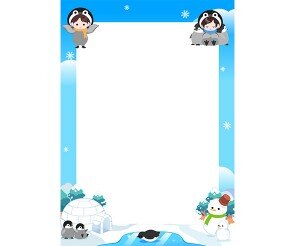 이글루 펭귄 겨울 테두리