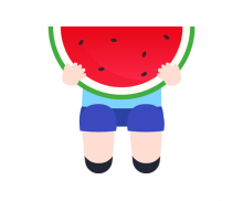 수박 먹는 남자아이 합성이미지