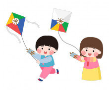 연날리기하는 아이들