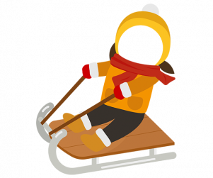 썰매타는 아이 합성이미지