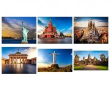 세계 여러 나라 건축물(브라덴부르크,앙코르 와트, 성 바실리 성당, 자유의 여신, 구세주 그리스도상, 사그라다 파밀리아)