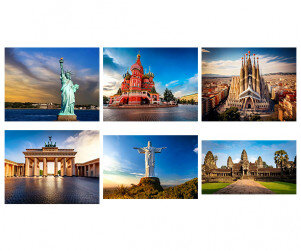 세계 여러 나라 건축물(브라덴부르크,앙코르 와트, 성 바실리 성당, 자유의 여신, 구세주 그리스도상, 사그라다 파밀리아)