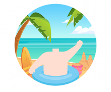 바닷가 합성 라벨