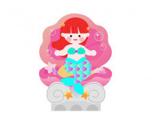 분홍 조개에 앉아 있는 인어(여아)