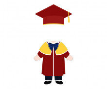졸업 가운 입은 아이 합성이미지