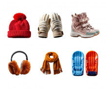 눈썰매 용품(털모자,목도리,장갑,신발,눈썰매)