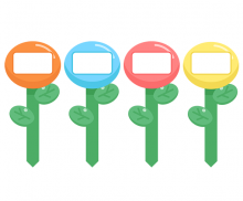 둥근 꽃 화분 이름표 4종