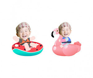 튜브 타고 있는 아이 합성이미지