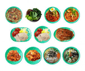 새참 음식(접시에 담긴)