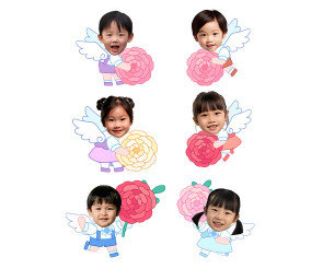 꽃 든 큐피드(천사) 합성이미지