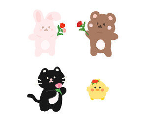 카네이션 들고 있는 동물