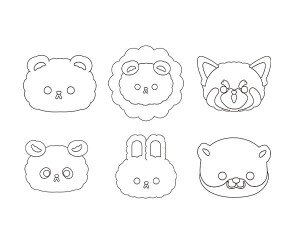 동물 얼굴 색칠 모음(곰,수달,레서판다,사자,판다,토끼)