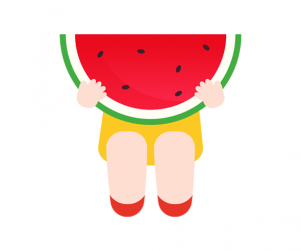 수박 먹는 여자아이 합성이미지