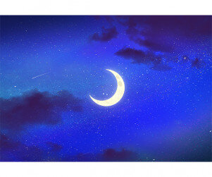밤하늘 배경 (초승달)