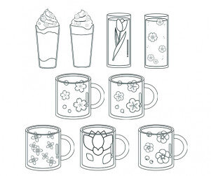 꽃잎 음료 색칠 모음