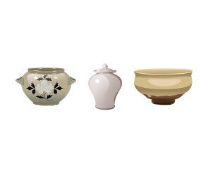 백자 항아리, 분장무늬 사발, 상감모란문 항아리