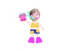 잠수하는 아이 합성이미지 (여아)