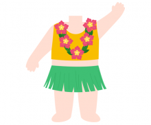 손 흔드는 하와이안 합성이미지