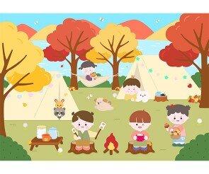 가을 캠핑 배경