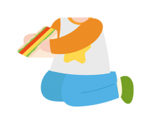 샌드위치 먹는 아이 합성이미지