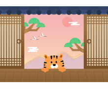 호랑이 기와 전통 문 배경