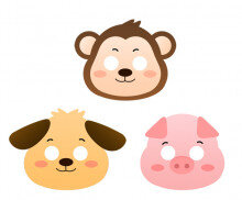 동물 가면 만들기 (돼지,원숭이,개)