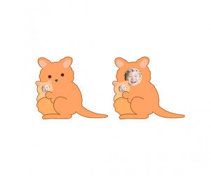 아기 캥거루와 엄마 캥거루 합성이미지