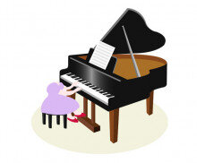 피아노 치는 여자아이 합성이미지