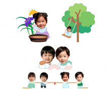 전통놀이, 풍습 체험하는 아이 합성이미지