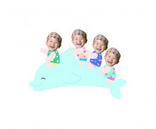 돌고래 타는 아이들 합성이미지