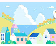 여름 마을 배경