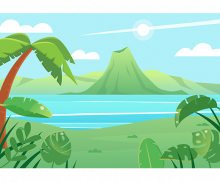 화산 열대우림 배경