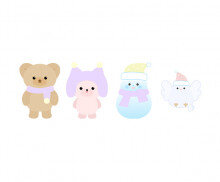 겨울 눈사람, 토끼, 새, 곰