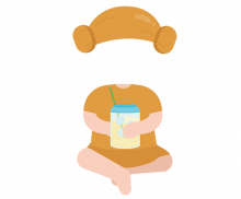 찜질하는 아이 합성이미지