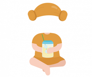 찜질하는 아이 합성이미지