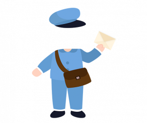 편지 든 우체부 아이 합성이미지