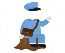 나무에 앉은 우체부 아이 합성이미지