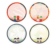 김치 4종 원형 라벨(김치,깍두기,동치미,백김치)