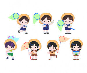 곤충 채집하는 아이들