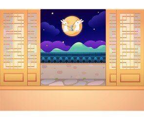 달토끼와 한옥 배경