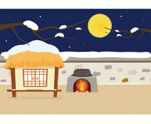 팥죽 할머니와 호랑이 배경(등장인물 없음)