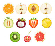 과일 단면(딸기,망고스틴,키위,파인애플,체리,자몽,복숭아,딸기,사과)